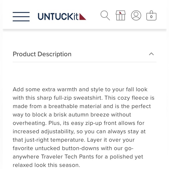 UNTUCKit Full‎ Zip Fleece Sweatshirt Jacket XXL Gray - Picture 5 of 10